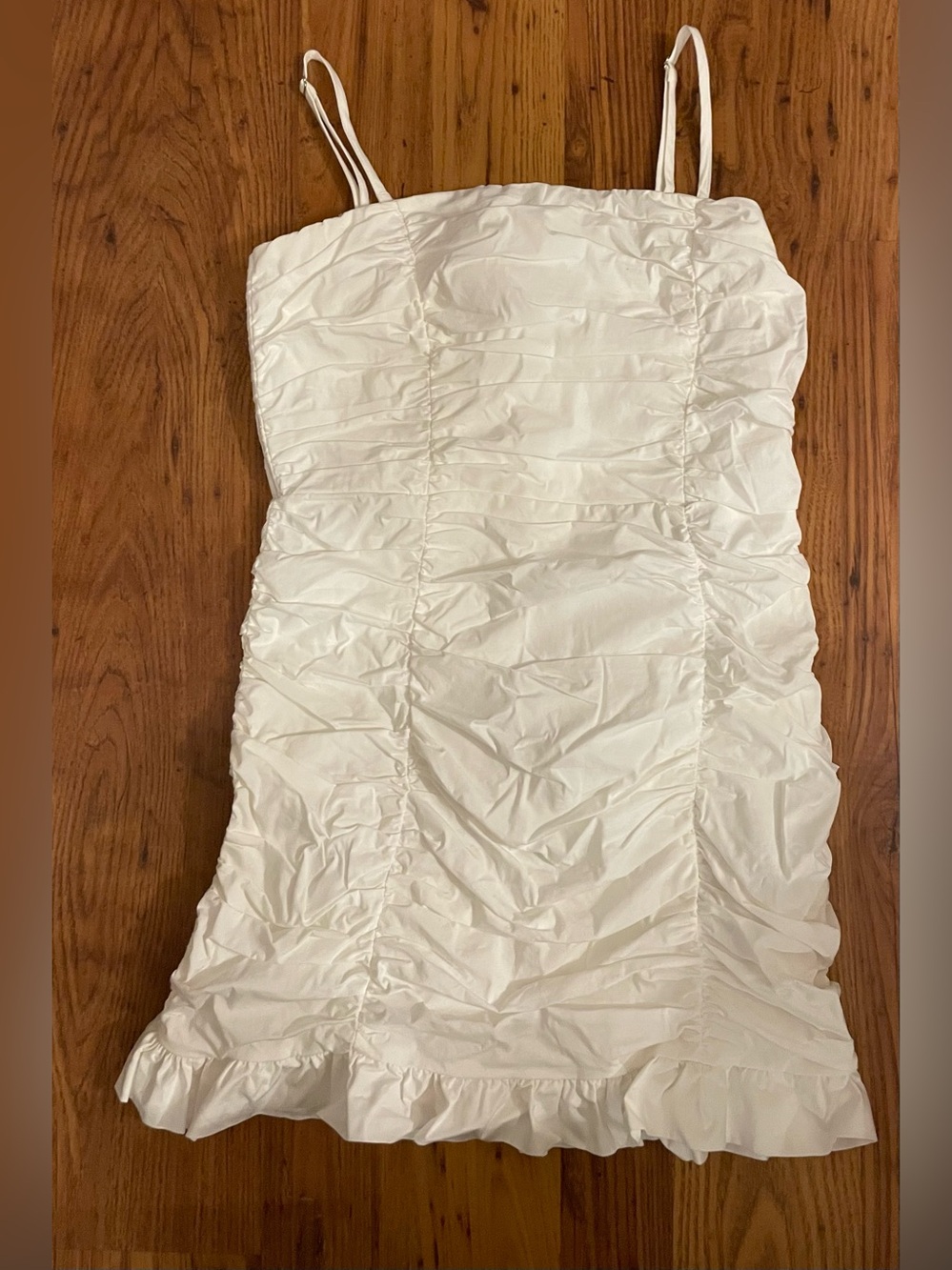 Forever 21 White Ruched Mini Dress-Style Skirt with Ruffle Hem wedding engage